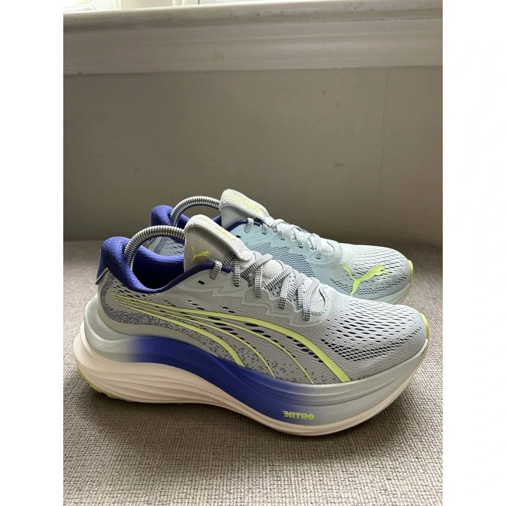 Puma MagMax Nitro Lapis Lazuli Sz 9.5 Gray Blue Green Women's Running Shoes 2024